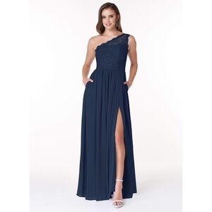 Azazie Demi bridesmaid dress dark navy A18